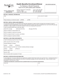 Form BEN035 Health Benefits Enrollment/Waiver for Retirees or Benefit Recipients Tiers II &amp; Iii (With System-Paid Medical) - Alaska