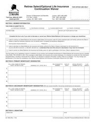 Document preview: Form 02-1858 Retiree Select/Optional Life Insurance Continuation Waiver - Alaska