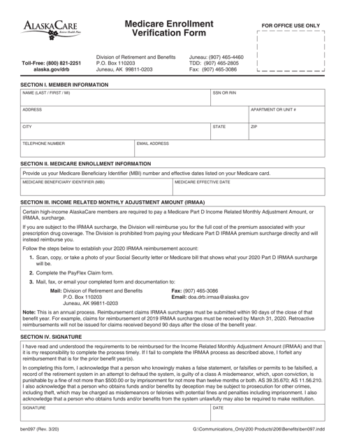 Form BEN097  Printable Pdf