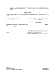 Form CIV-694 Petition to Change Child&#039;s Name - Alaska, Page 2