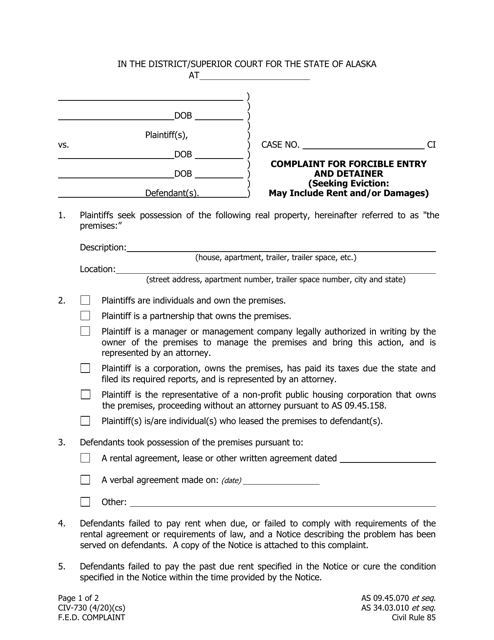 Form CIV-730  Printable Pdf