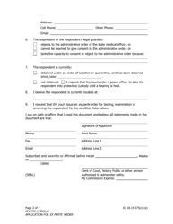Form CIV-790 Application for Ex Parte Order for Testing, Examination, or Screening - Alaska, Page 2