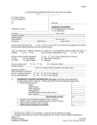 Form CR-206 Financial Statement - Alaska