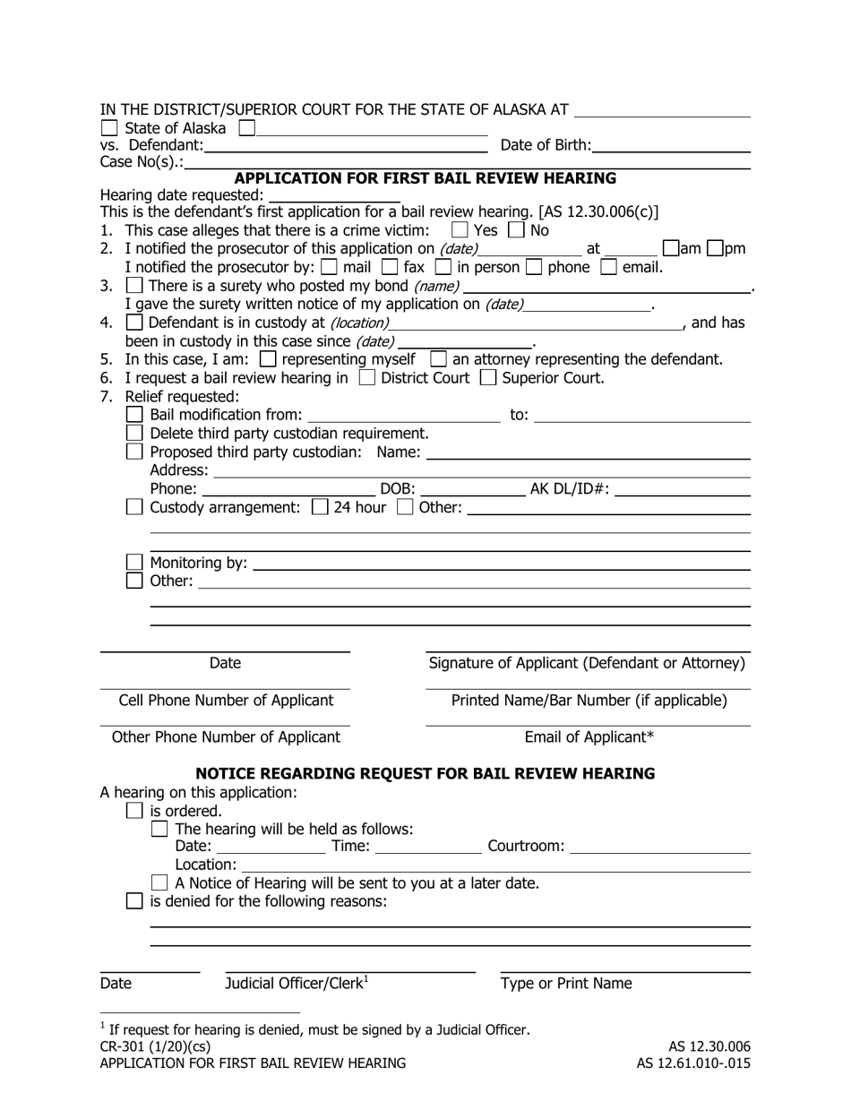Form CR301 Download Fillable PDF or Fill Online Application for First