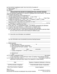 Document preview: Form CR-302 Application for Second or Subsequent Bail Review Hearing - Alaska