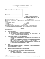 Form PG-420 Order Authorizing Single Transaction Under as 13.26.440 - Alaska