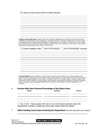 Form MC-100 Petition for Order Authorizing Hospitalization for Evaluation - Alaska, Page 3