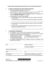 Form MC-100 Petition for Order Authorizing Hospitalization for Evaluation - Alaska, Page 4