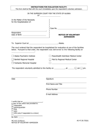 Form MC-415 &quot;Notice of Voluntary Admission&quot; - Alaska