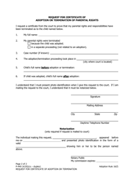 Form P-440 Request for Certificate of Adoption or Termination of Parental Rights - Alaska, Page 2