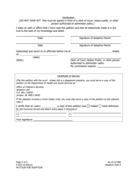 Form P-405 Adoption Petition - Alaska, Page 5