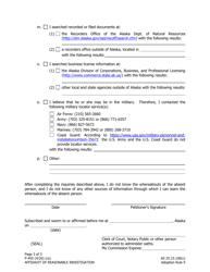 Form P-455 Affidavit of Reasonable Investigation - Alaska, Page 3