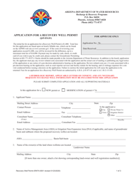 Form RW74-0001 Application for a Recovery Well Permit - Arizona