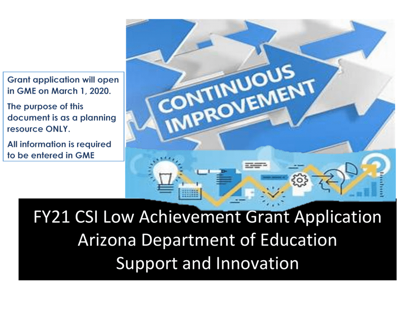 Csi Low Achievement Grant Application - Arizona, 2021