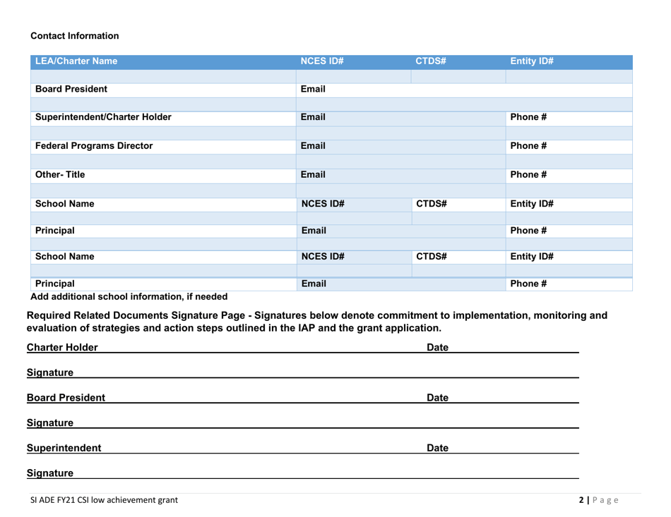 Csi Low Achievement Grant Application - Arizona, Page 3