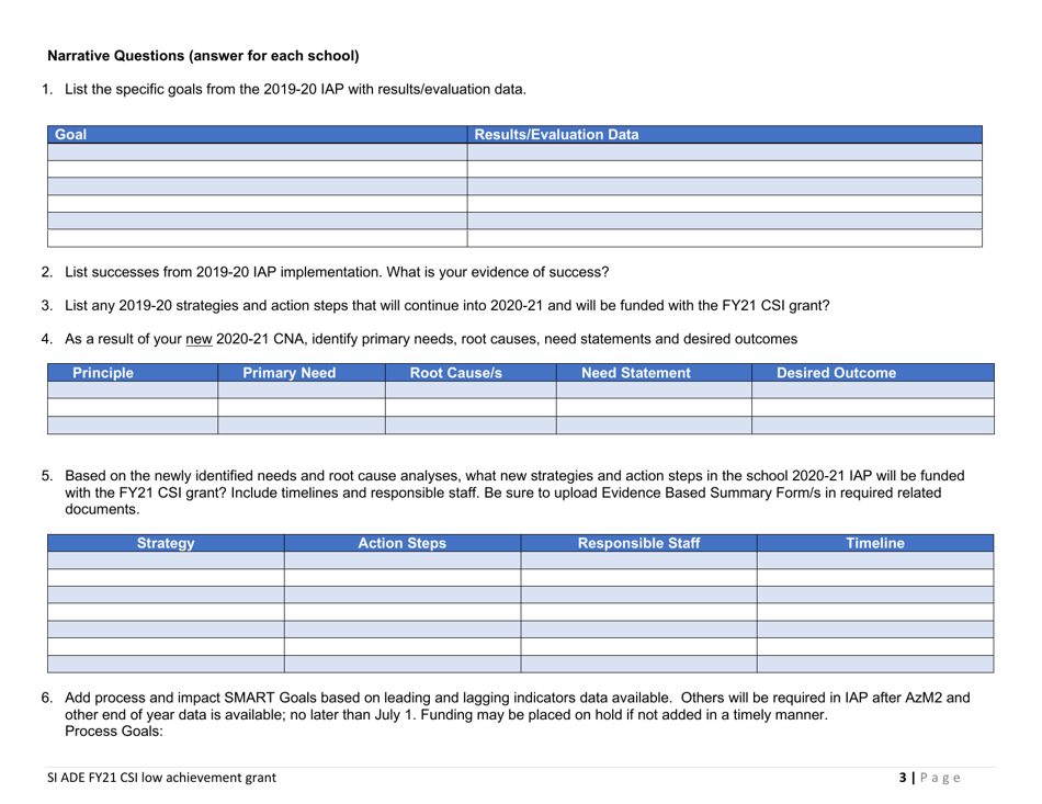 Csi Low Achievement Grant Application - Arizona, Page 4