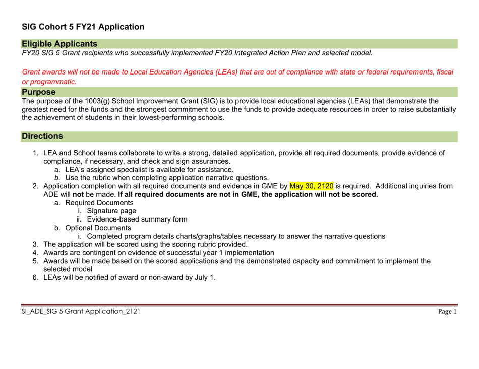 Sig Cohort 5 Year 2 Grant Application - Arizona, Page 2