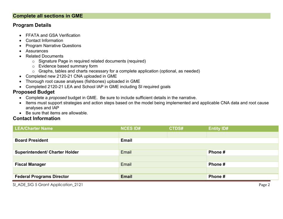 Sig Cohort 5 Year 2 Grant Application - Arizona, Page 3