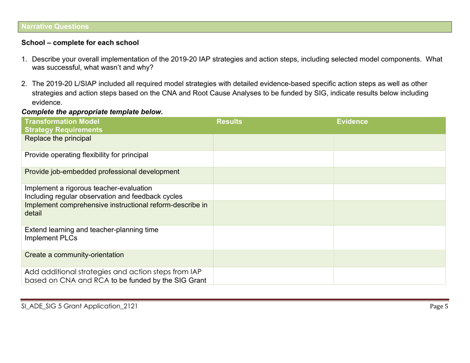 Sig Cohort 5 Year 2 Grant Application - Arizona, Page 6
