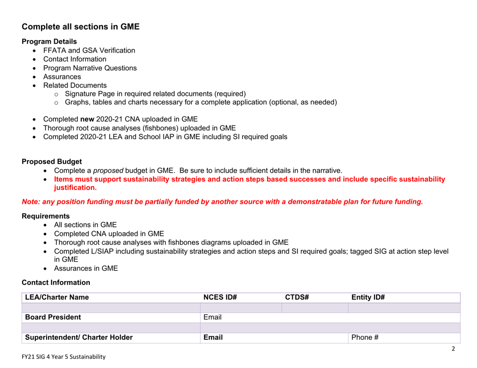 Sig Cohort 4 Year 5 Sustainability Application - Arizona, Page 3
