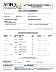 Form DWAR32 &quot;Drinking Water Analysis Reporting Form - Stage 2 Disinfection Byproducts (Tthm&amp;haa5) - Individual Sample Report&quot; - Arizona