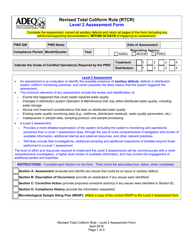 Revised Total Coliform Rule (Rtcr) Level 2 Assessment Form - Arizona