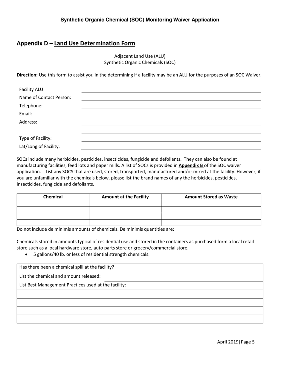 Synthetic Organic Chemical (Soc) Monitoring Waiver Application - Arizona, Page 5
