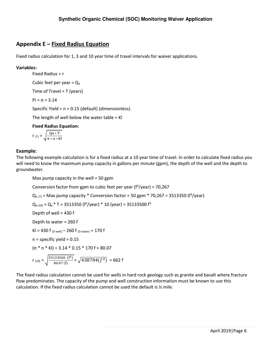 Synthetic Organic Chemical (Soc) Monitoring Waiver Application - Arizona, Page 6