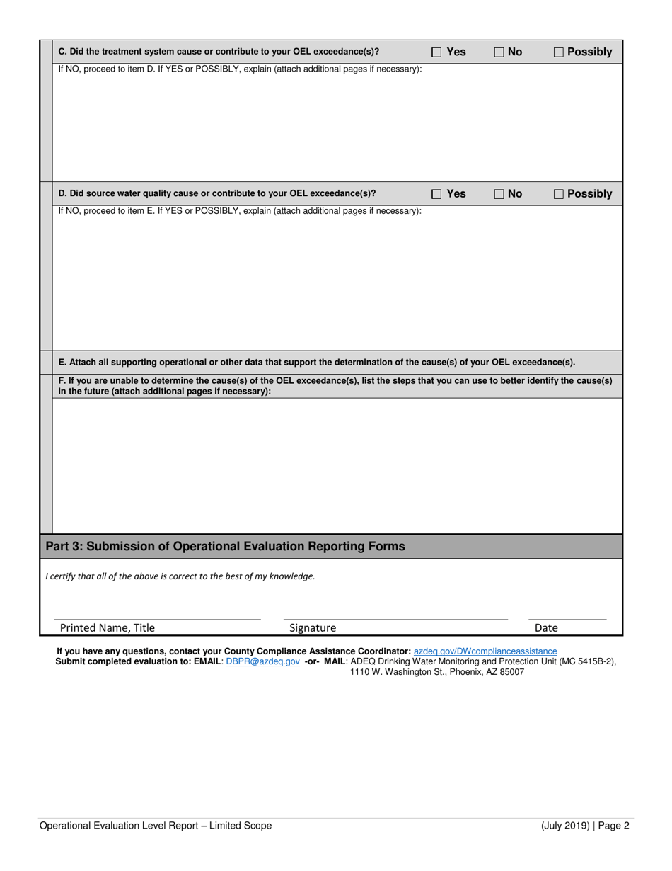 Stage 2 Disinfection Byproducts Operational Evaluation Level Report - Limited Scope - Arizona, Page 2