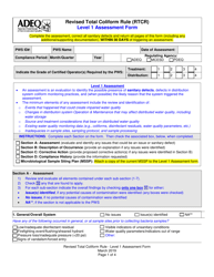 Revised Total Coliform Rule (Rtcr) Level 1 Assessment Form - Arizona