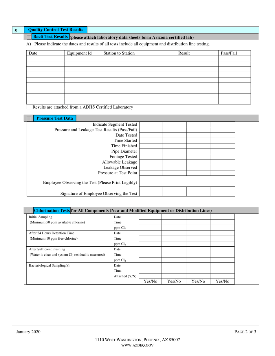 Drinking Water Facility Approval of Construction (Aoc) Application - Arizona, Page 3