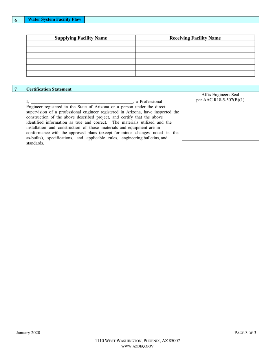 Drinking Water Facility Approval of Construction (Aoc) Application - Arizona, Page 4