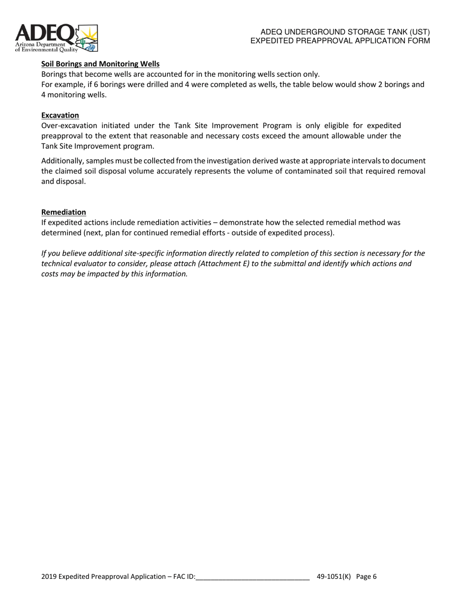 Ust Program Expedited Preapproval Application Under Arizona Revised Statutes (A.r.s.) 49-1051(K) - Arizona, Page 6