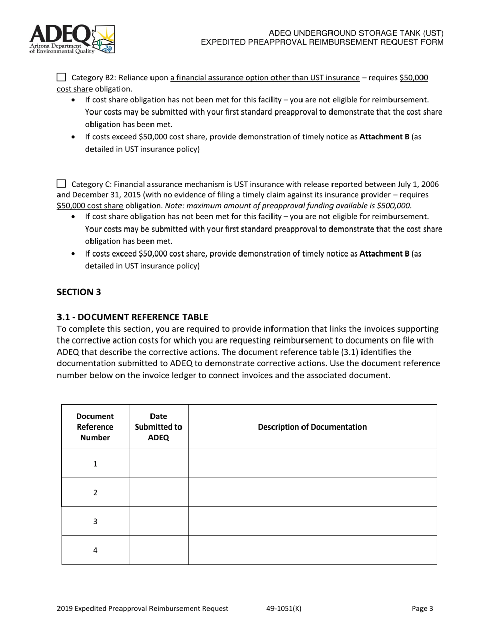 Ust Program Expedited Preapproval Reimbursement Request Under Arizona Revised Statutes (A.r.s.) 49-1051(K) - Arizona, Page 3
