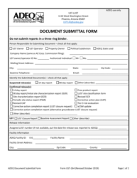 Document preview: Form UST-264 Document Submittal Form - Arizona