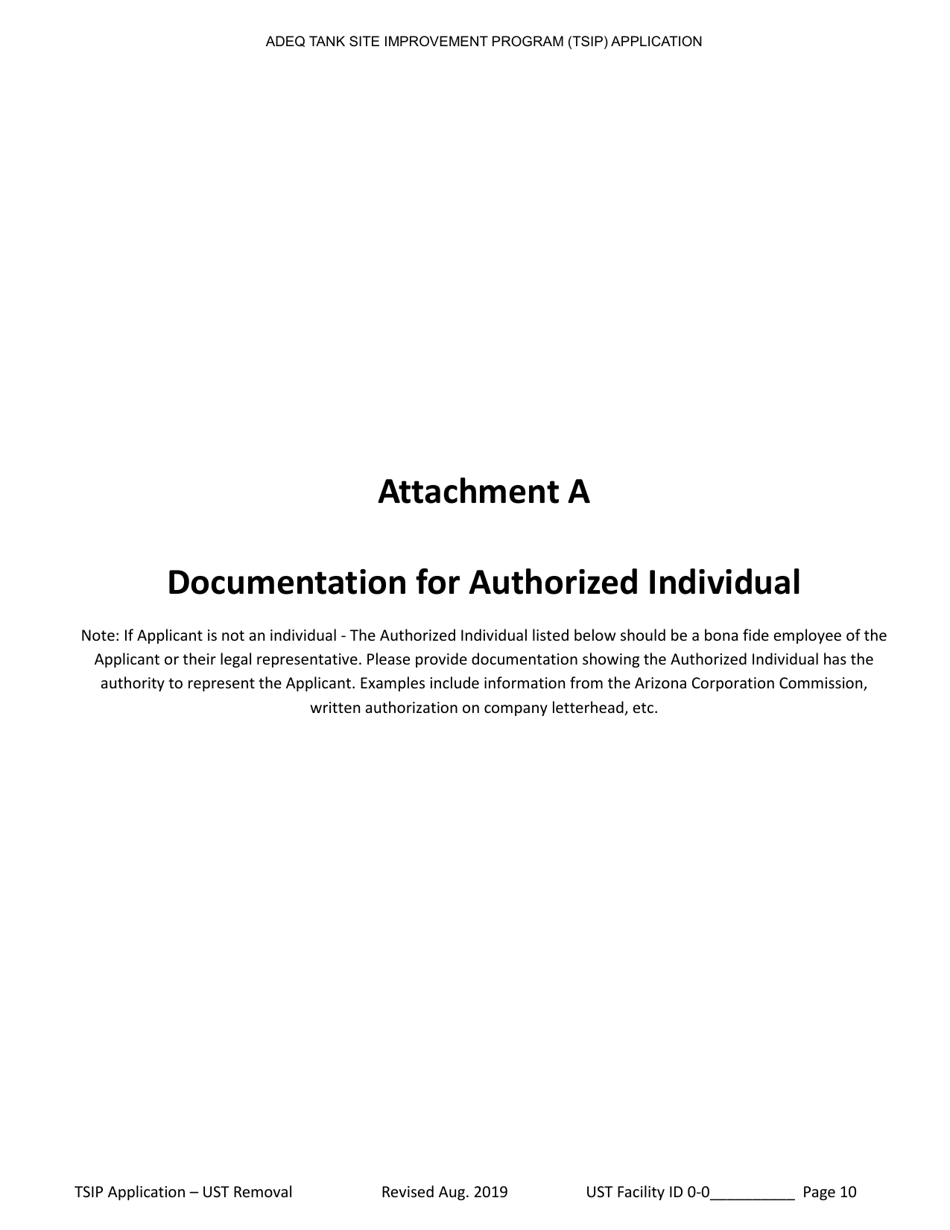 Tank Site Improvement Program (Tsip) Application for Ust Removal (A.r.s. Section 49-1071) - Arizona, Page 10