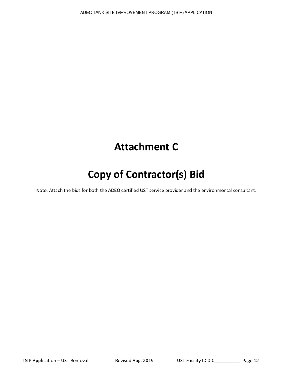 Tank Site Improvement Program (Tsip) Application for Ust Removal (A.r.s. Section 49-1071) - Arizona, Page 12