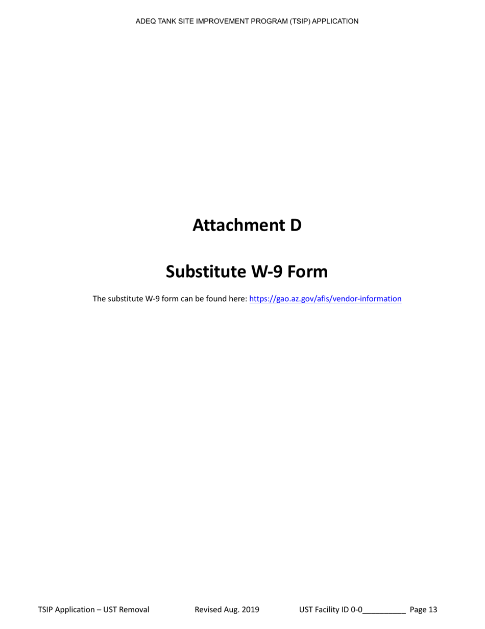 Tank Site Improvement Program (Tsip) Application for Ust Removal (A.r.s. Section 49-1071) - Arizona, Page 13