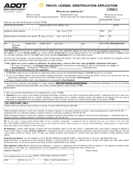 Form 40-5122 Travel License / Identification Application - Arizona