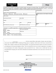 Arizona Form 830 (ADOR10327) &quot;Bingo Affidavit&quot; - Arizona