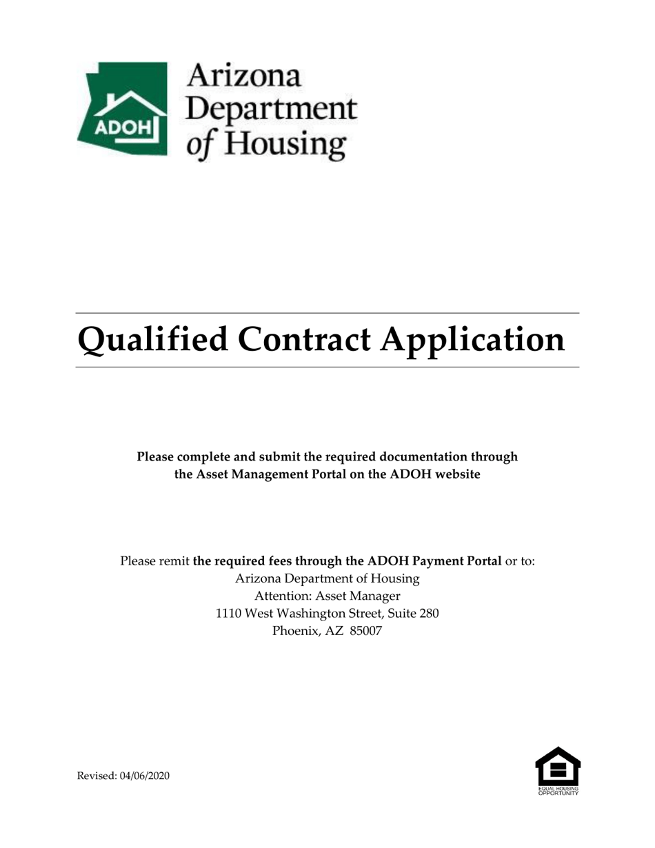 Qualified Contract Application - Arizona, Page 1
