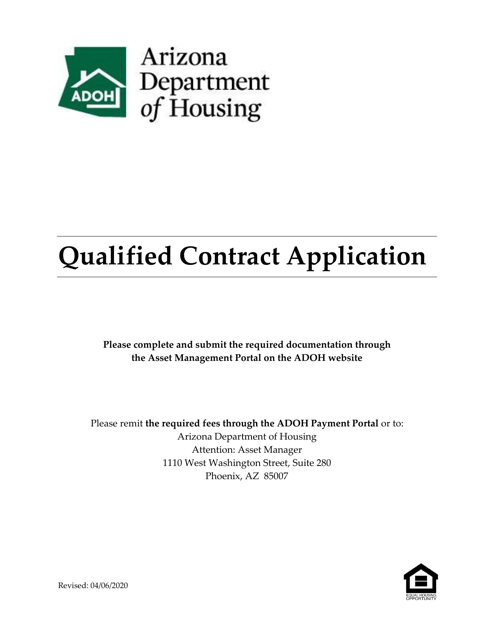 Qualified Contract Application - Arizona Download Pdf