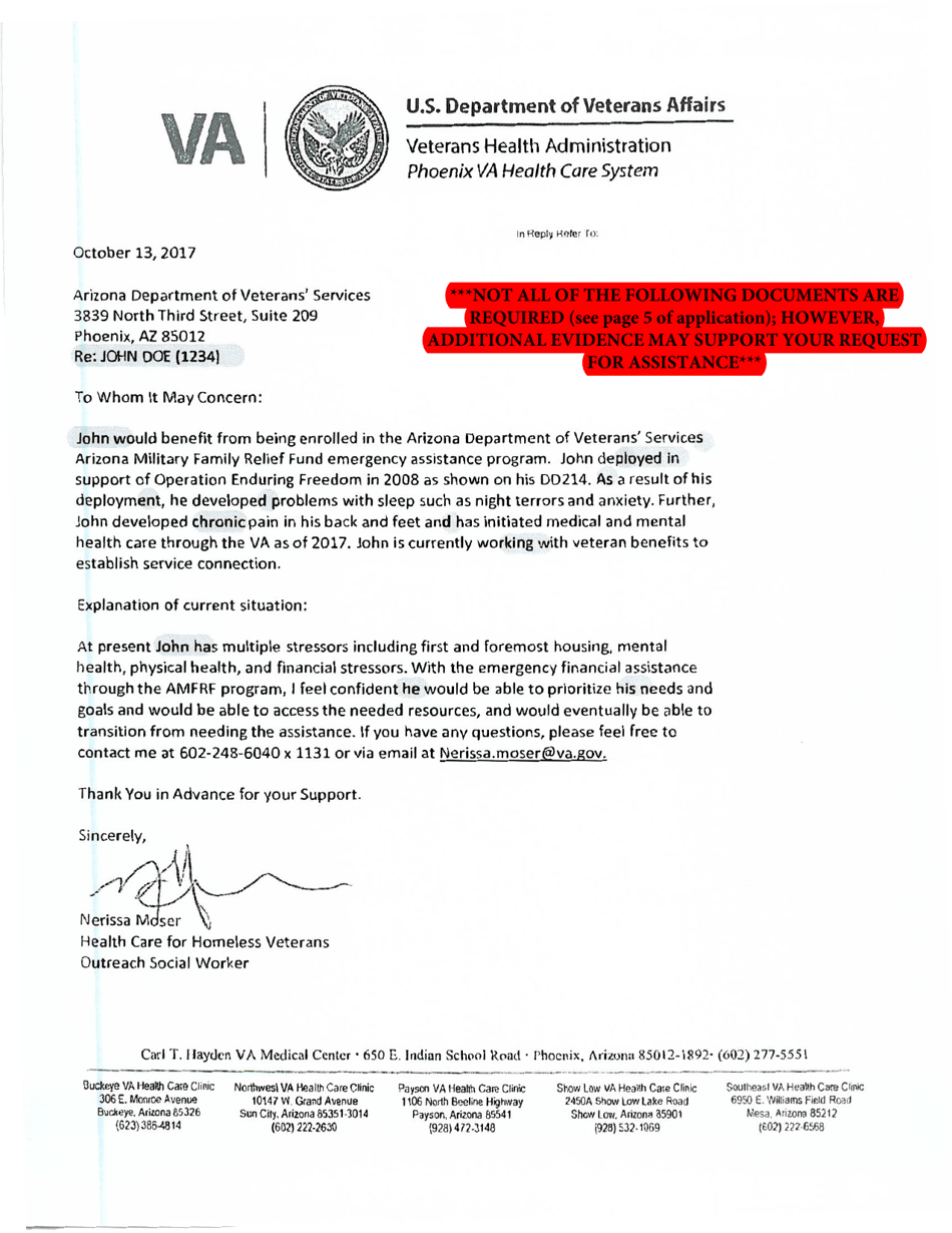 Sample Arizona Military Family Relief Fund (Mfrf) Financial Assistance Application - Arizona, Page 7