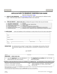 Document preview: Form C006.003 Application to Reserve Corporation Name - Arizona