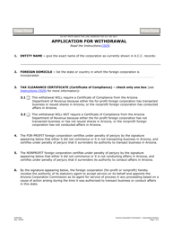 Form C025.003 Application for Withdrawal - Arizona