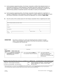 Form C007.003 Application to Register Foreign Corporation Name - Arizona, Page 2