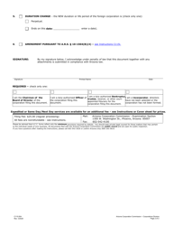 Form C115.004 Articles of Amendment to Application for Authority - Arizona, Page 2