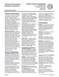 Document preview: Instructions for Form C015.003 Articles of Amendment Nonprofit Corporation - Arizona