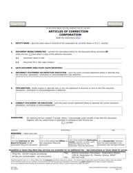 Document preview: Form C031.003 Articles of Correction Corporation - Arizona