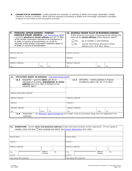 Form C018.003 Application for Authority to Transact Business or Conduct Affairs in Arizona - Arizona, Page 2